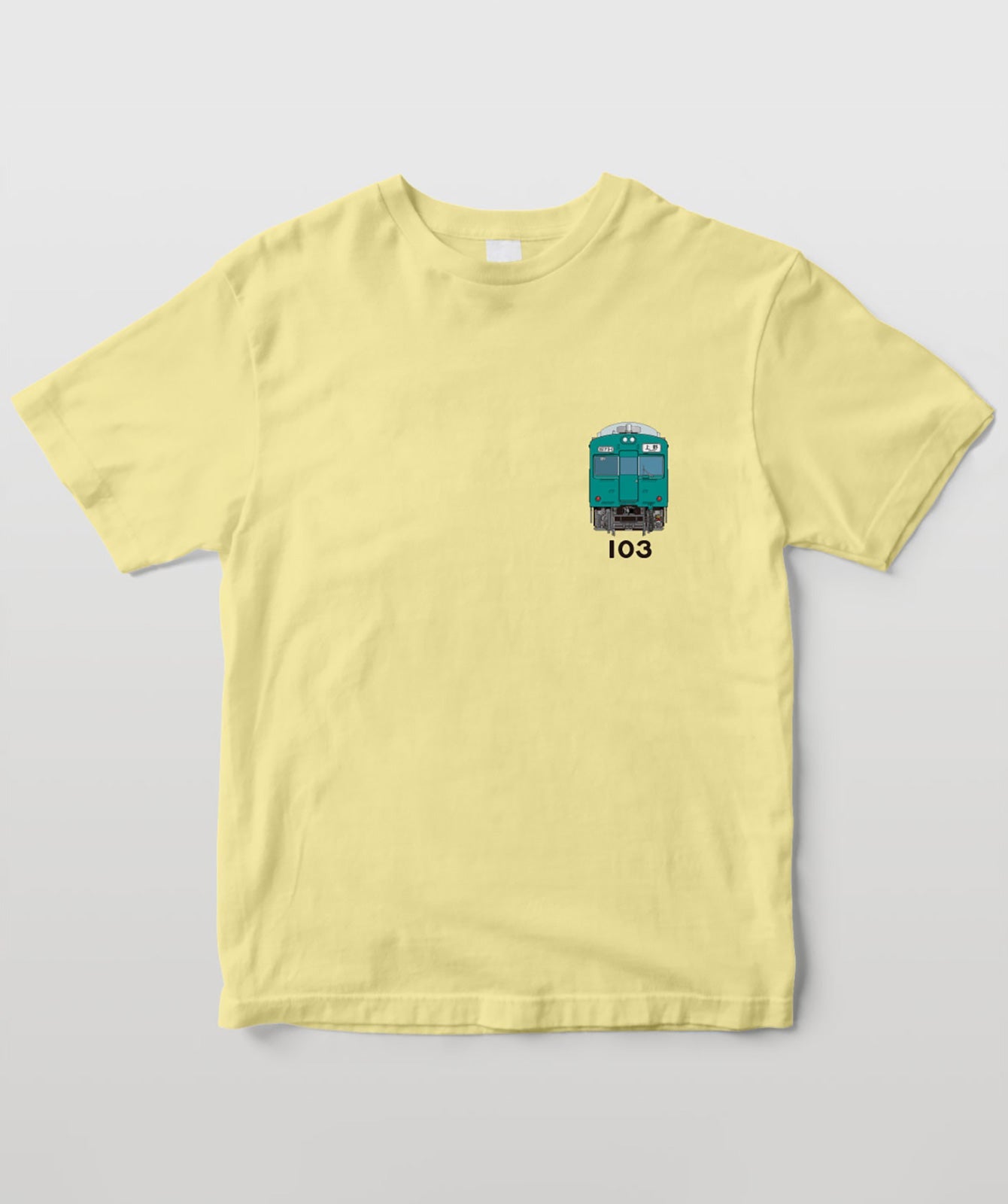 電車の顔図鑑tシャツ 国鉄型103系電車エメラルドグリーン色 Typeb T Od