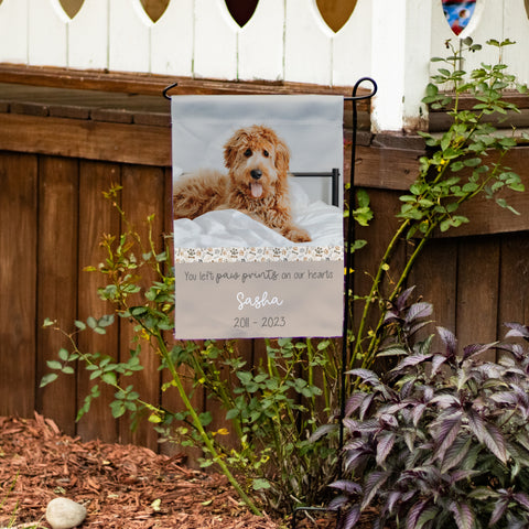 dog sympathy garden flag decor with photo