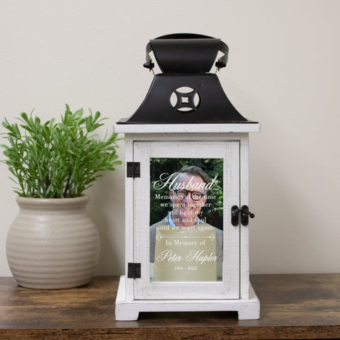 personalized husband memorial picture frame lantern candle