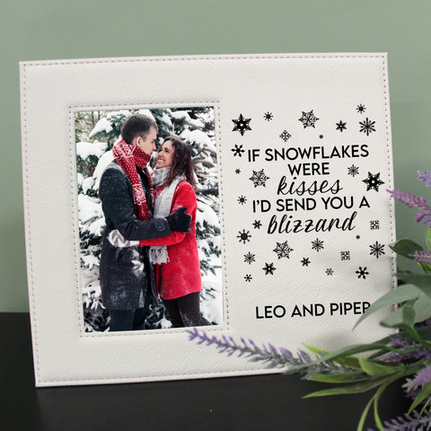 snowflakes were kisses picture frame for couples