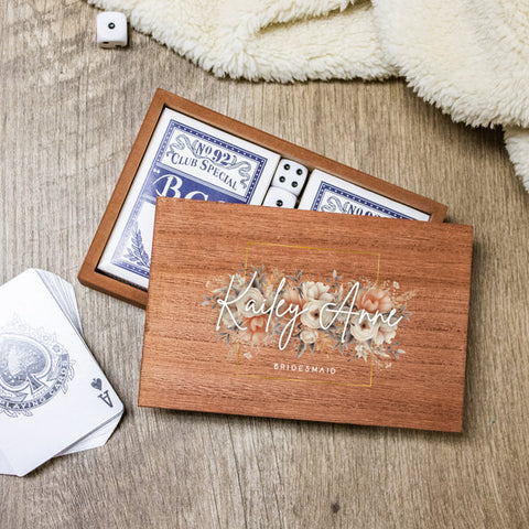 wooden card and dice game box for her