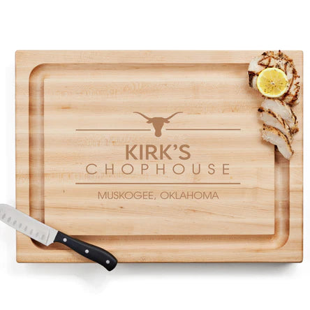 grilling cutting board chophouse personalized design with steer head