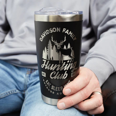 personalized tumbler for men with outdoorsy design