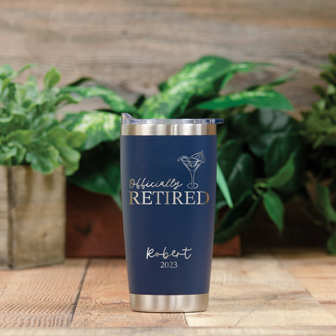 personalized officially retired stainless coffee tumbler