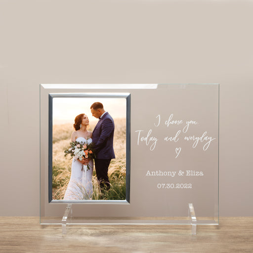 Happily Ever After Picture Frame Engraved Wedding Picture Frame Glass  Wedding Photo Frame Personalized Glass Picture Frame for Wedding 