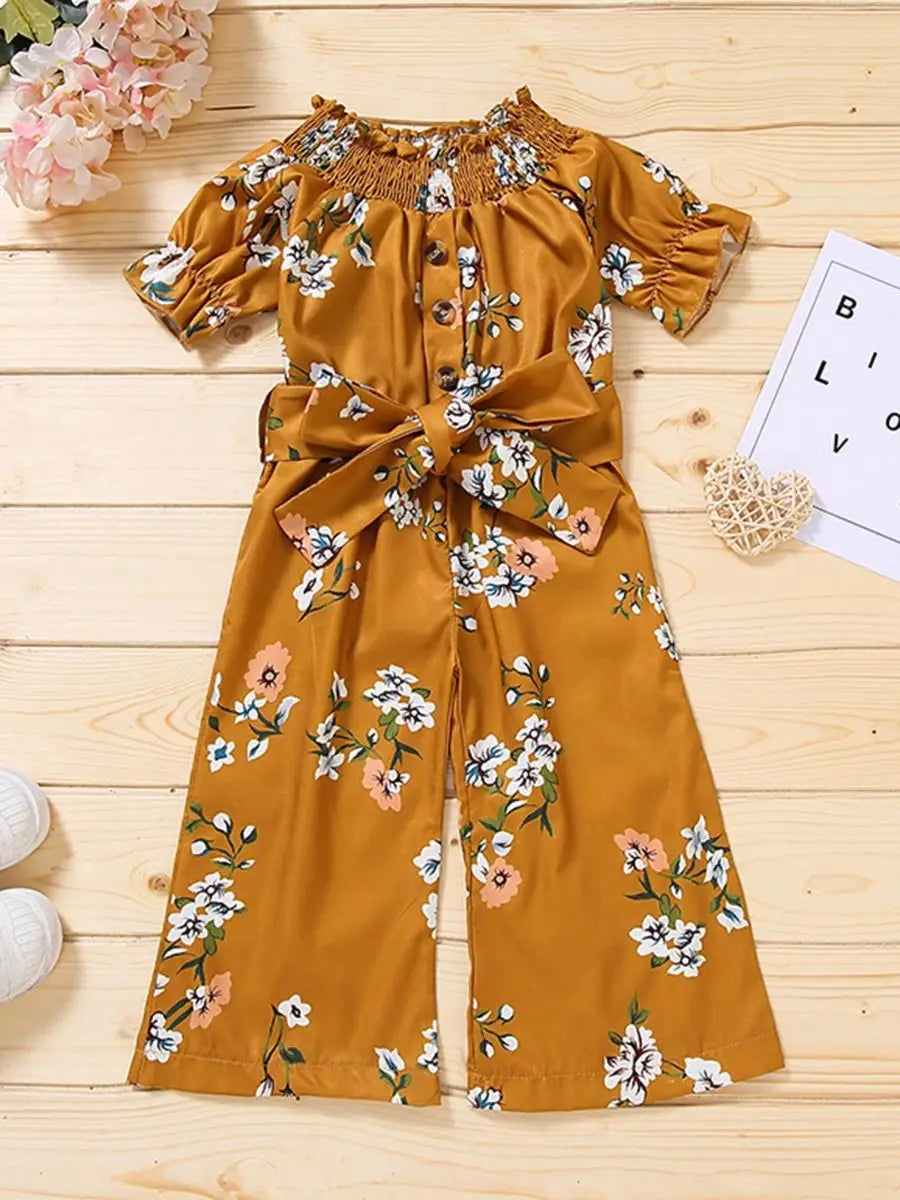 Toddler Girl Clothes Belted Jumpsuit