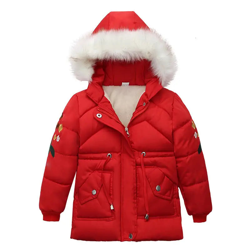 Red Coat with Fur Hood  Women's Red Winter Coat