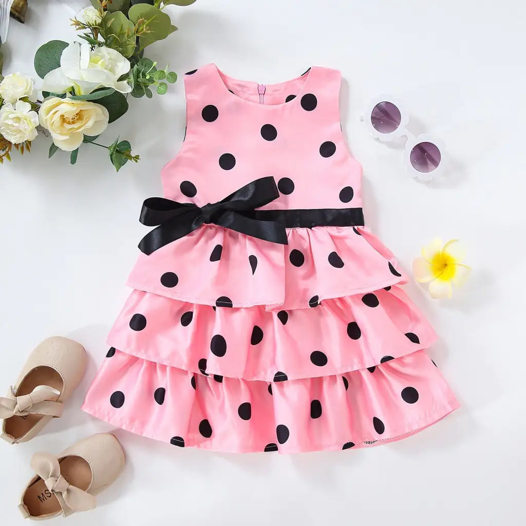 Polka Dot Belted Tank Toddler Dress