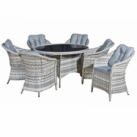 grey rattan 6 seater dining set