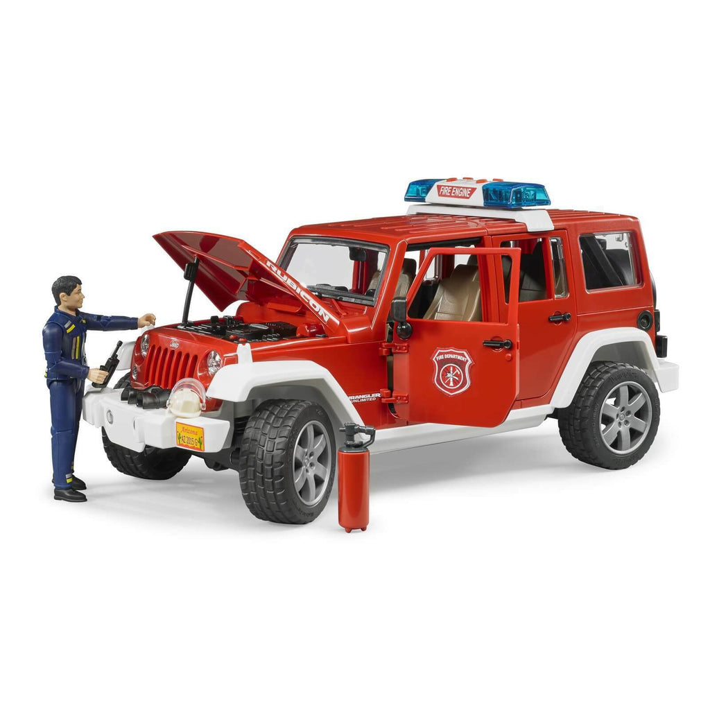 1:16 Scale Bruder Jeep Wrangler Rubicon Fire Vehicle With Fireman #025