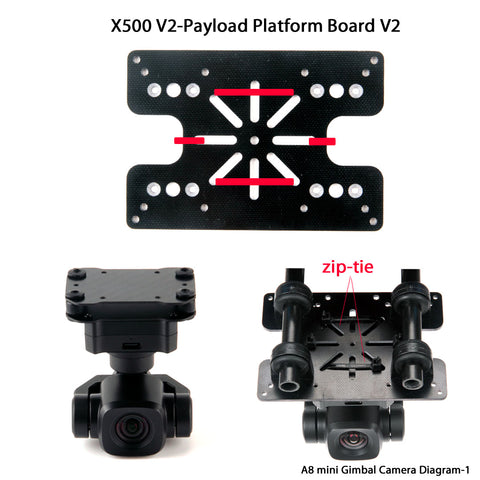 Holybro X500 v2 PX4 Development Kit, XSOO V2-Payload Platform Board V2 zip-tie A8