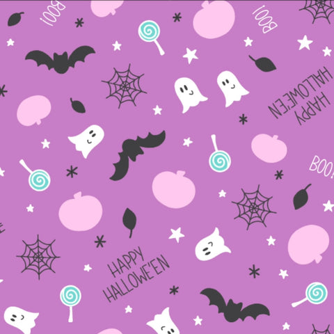 Pink purple Halloween fabric