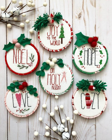 Embroidery Christmas Word Ornaments