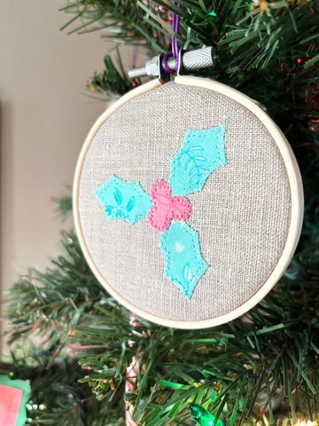 Linen holly ornament