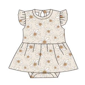 Bamboo Ruffle Sleeve Skirted Romper | Neutral Daisy **FINAL SALE** - Joey + June Boutique