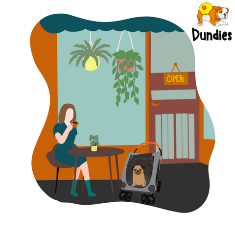 Dundies Pet Pram at Cafe 