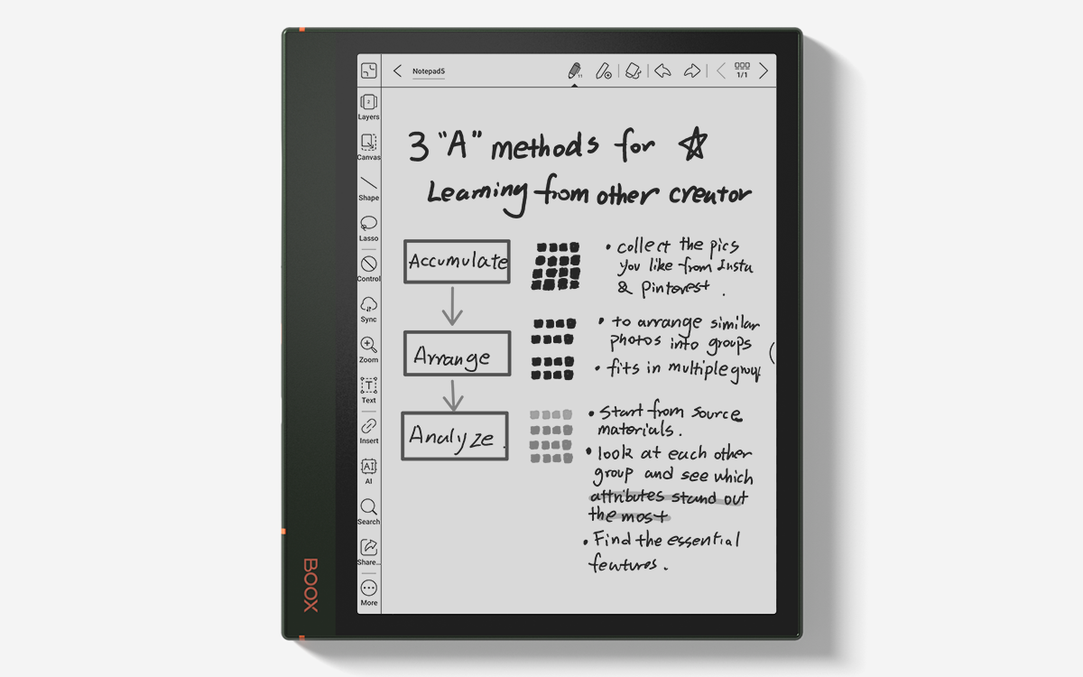 Handwritten notes on BOOX Note Air2 Plus