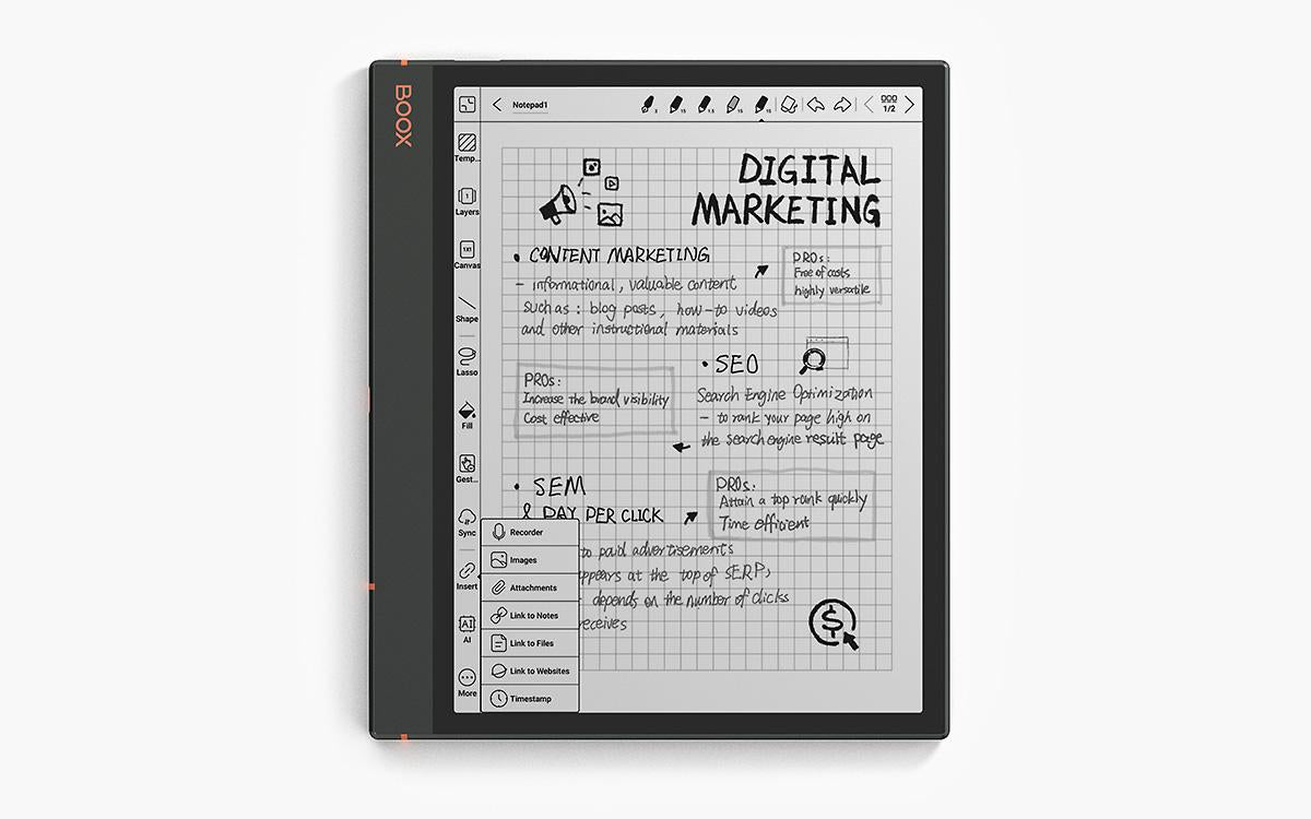 Taking notes on BOOX E Ink Tablet