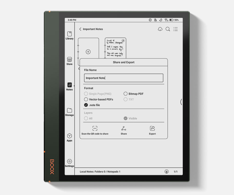 BOOX Offline Backup for a Single Note