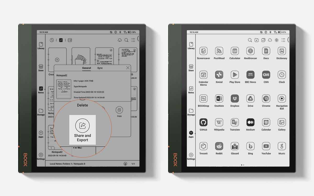 Easy sharing and Android OS with BOOX Note Air2 Plus