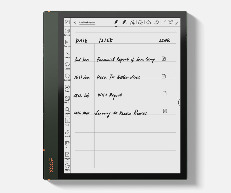 BOOX Note Air2 Plus Keep Track of Your Progress