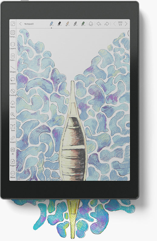 Tab Mini C is not only a color eReader, but also a handy sketch pad for storing your ideas, imagination, and discoveries of life's serendipities. You can use 16 different colors to paint the beautiful moments, organize your thoughts and upload them to the cloud*.