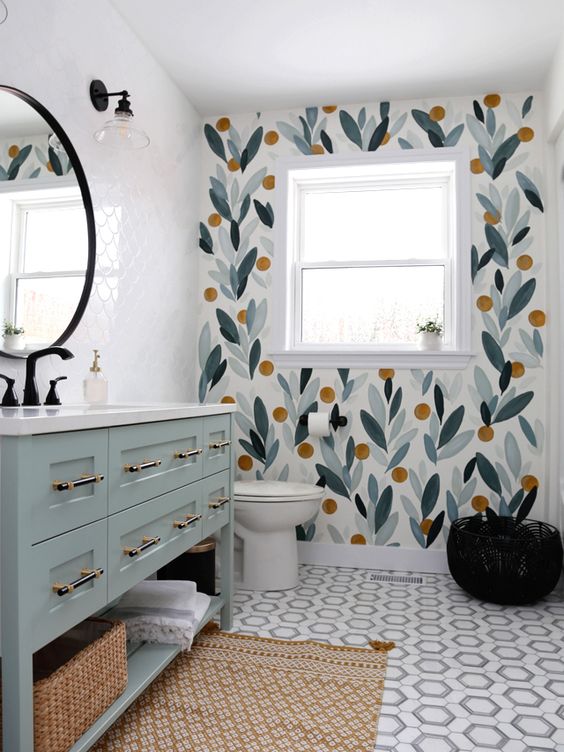 Bathroom Wallpaper Inspired by Houzz