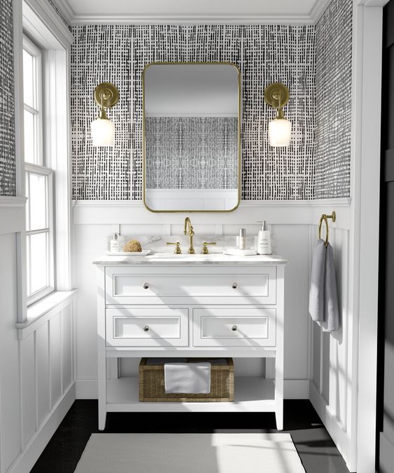 Fun and Subtle Wallpaper for Bathroom Wall Accent