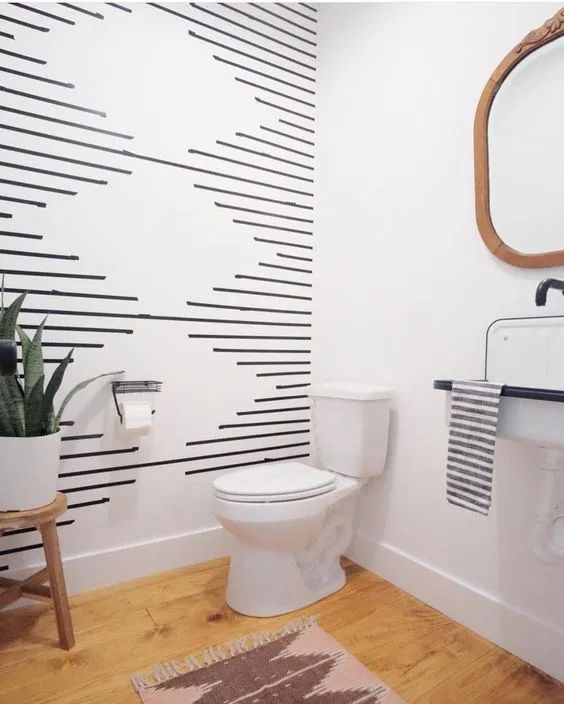 Bathroom Accent Wall Design Using Washi Tape