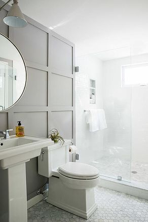 Gray Bathroom Walls with Board and Batten