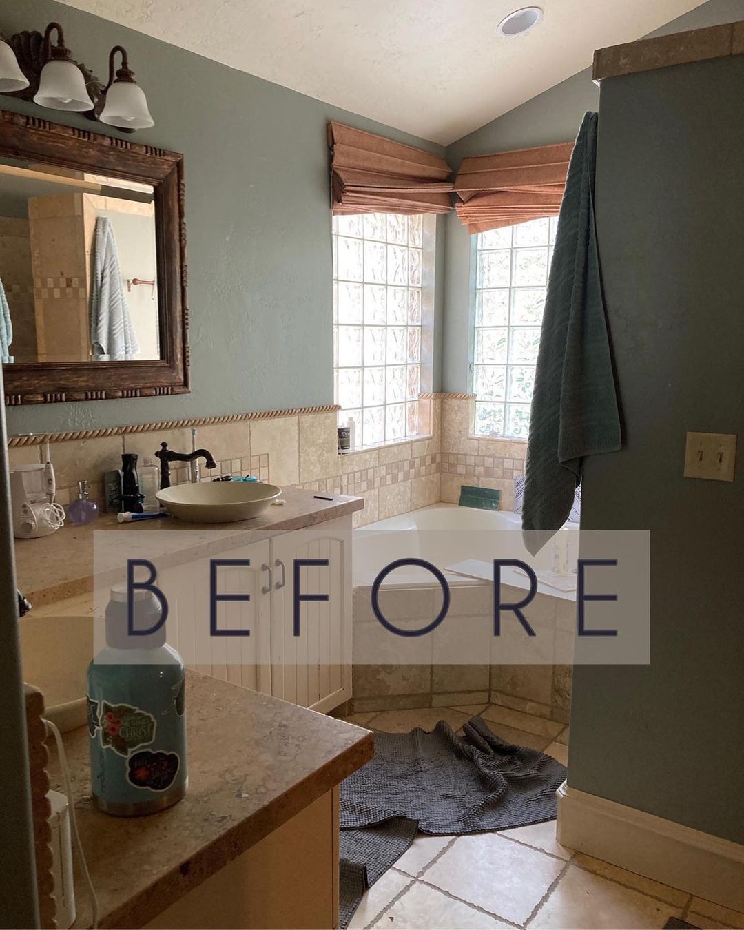 I transformed my bland bathroom using frog tape and tester pots and the  results were amazing