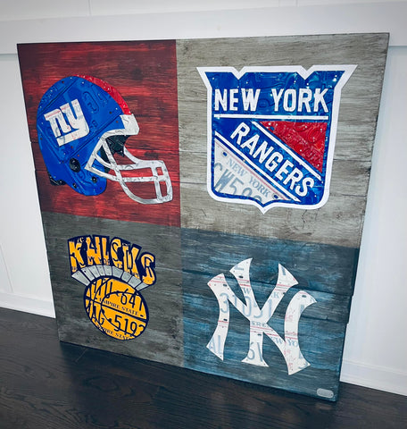 New York Sports Teams License Plate Art Collage