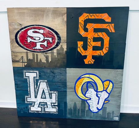 San Francisco Los Angeles Sports Team License Plate Art Collage