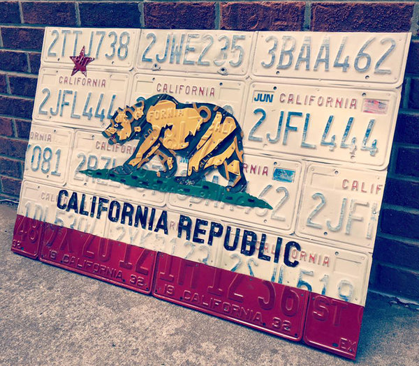 License Plate Trivia - California Flag Made from License Plates