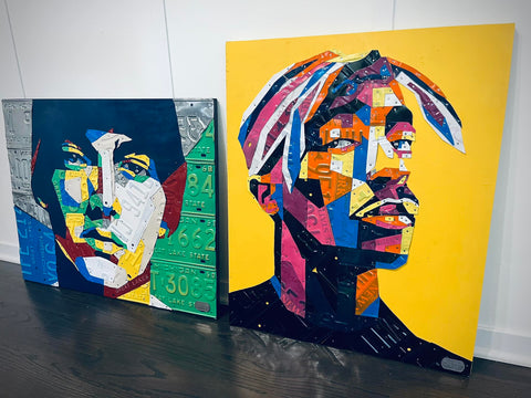 Eminem and Tupac License Plate Art Portraits