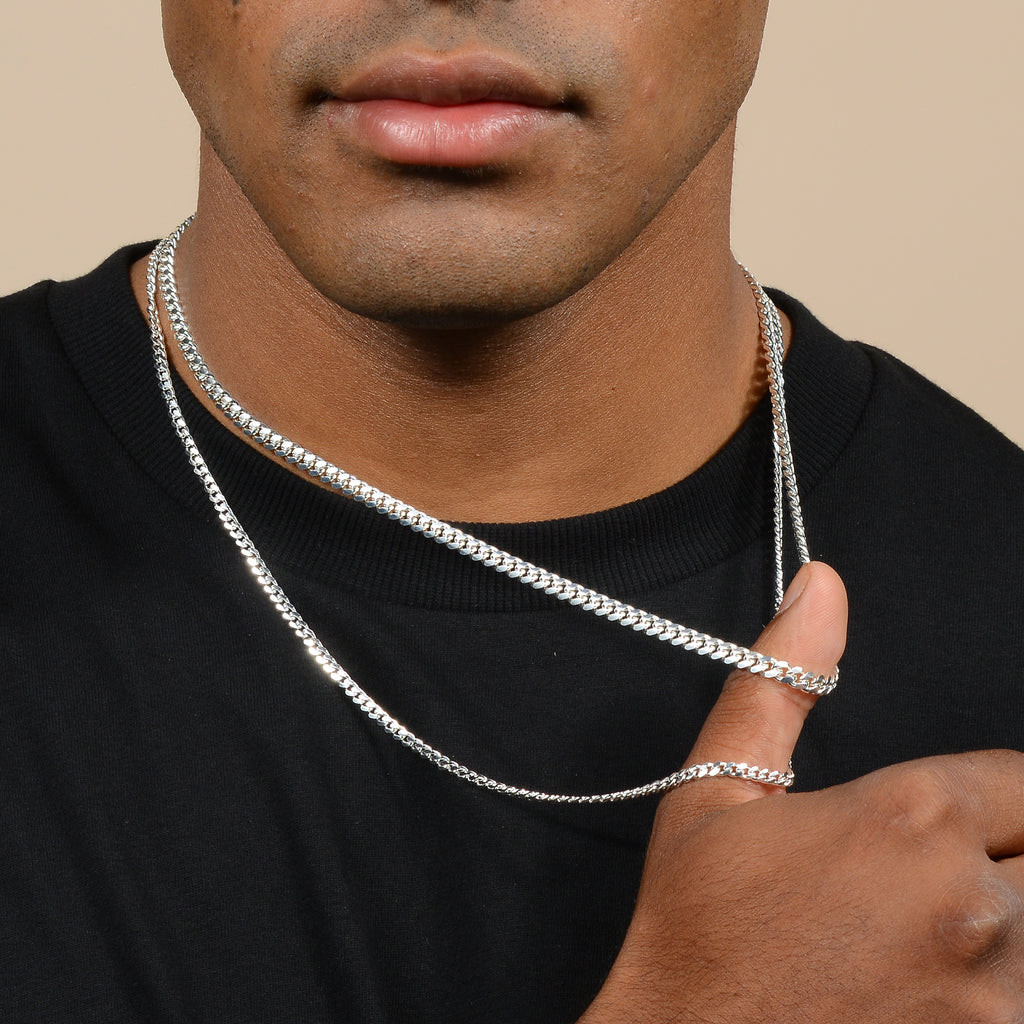 Sterling silver cuban link shop necklace