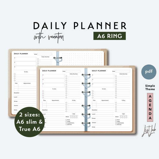 A6 Printable Planner Inserts, A6 Daily Inserts, A6 Daily Inserts