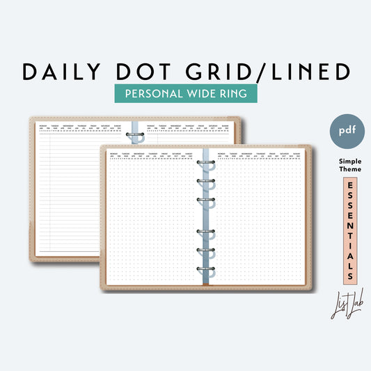 Personal Wide Ring DAILY PLANNER Printable Insert Set – ListLab