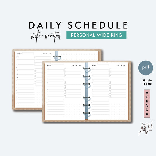 A5 and Half-Letter Ring DAILY SCHEDULE with Variation Printable