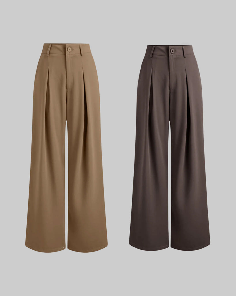 Womens Wide Leg Pants Korean Palazzo Pants High Waist Elastic Button Split  Gray Trousers Plus Thick Autumn Winter at Amazon Women's Clothing store