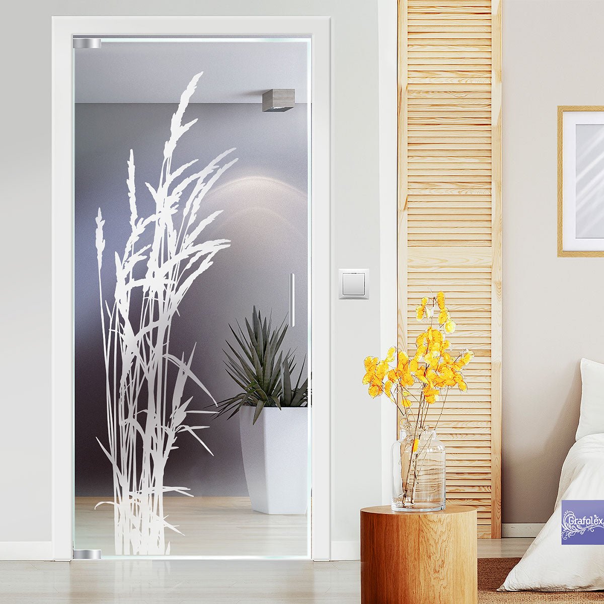 Bedruckte Fensterfolie - Blumenmuster Design Premium Grafolex –