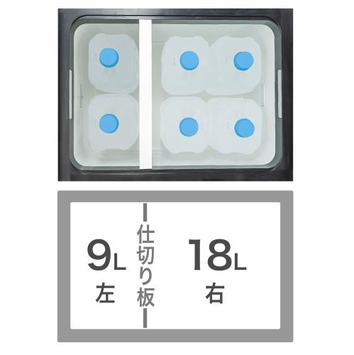 ペットボトルの収納本数 500ｍLペットボトルは約30本､2Lペットボトルは6本まで収納可能｡  ※ペットボトルのサイズにより収納本数は異なります｡