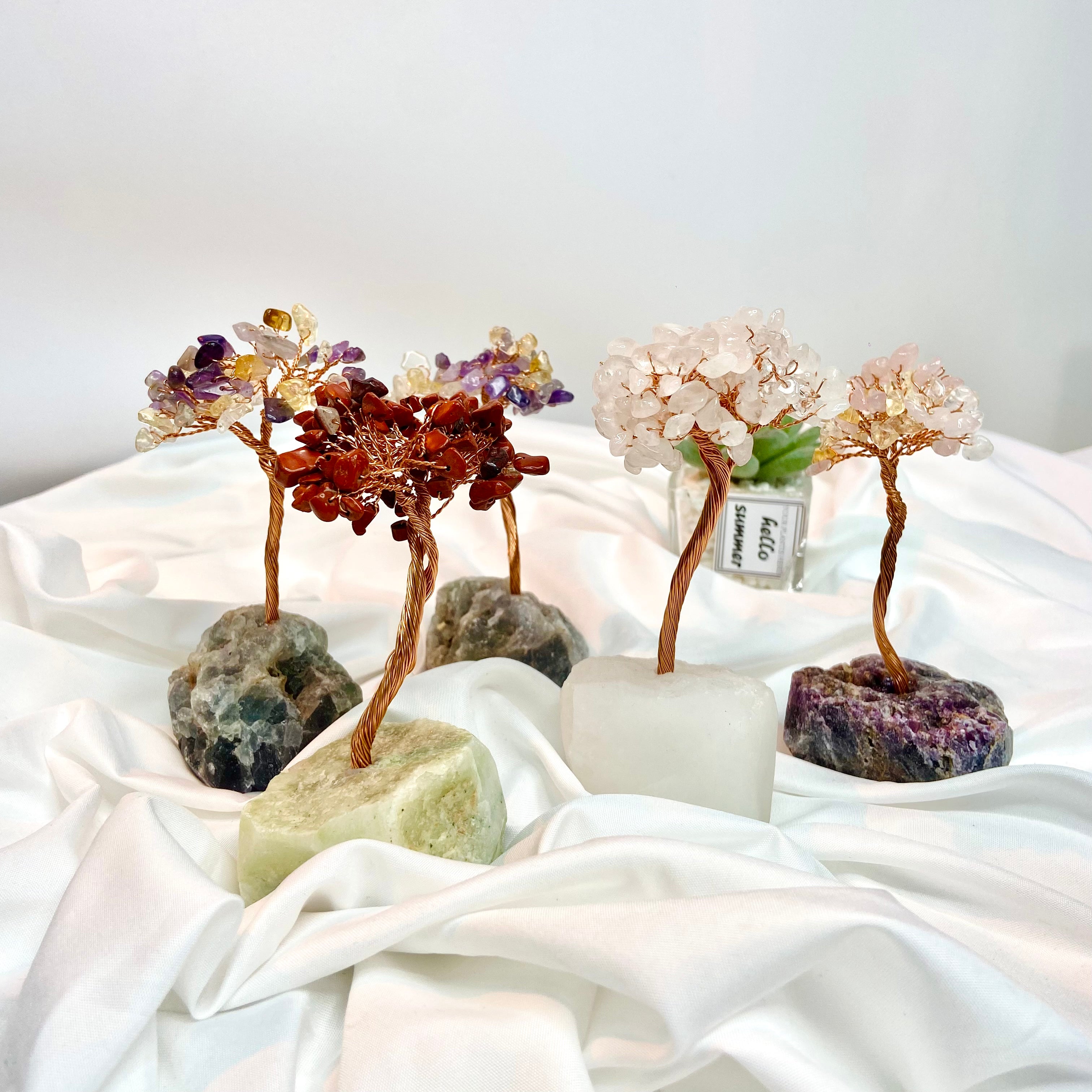 Handmade Crystal Tree Money Tree Decoration Raw Crystal Base