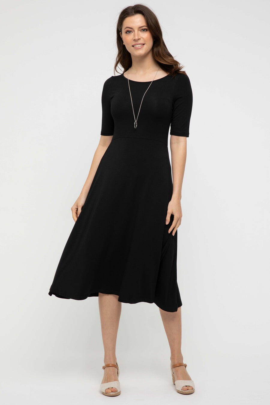 REVIEW Australia Black Fit & Flare Dress with Back Cut-Out - Size AU 8