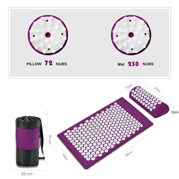 3eTrends - Acupressure Mat Massage Relieve Stress Back Body Pain Spike Cushion yoga  Acupuncture mat