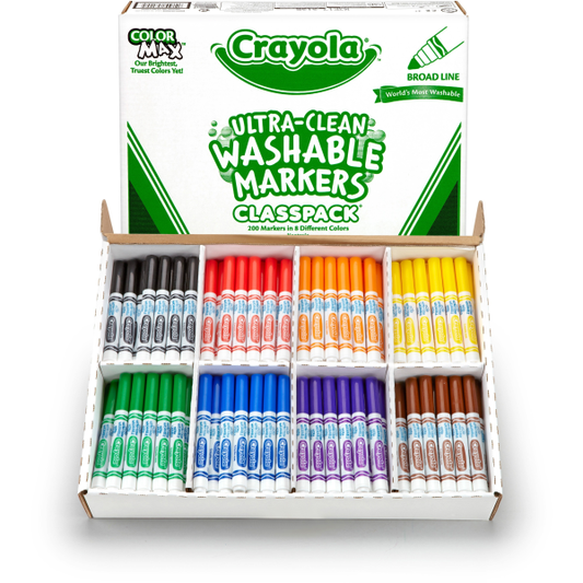 Crayola Ultra-Clean Washable Marker Classpack, Fine Bullet Tip, Assort –  King Stationary Inc