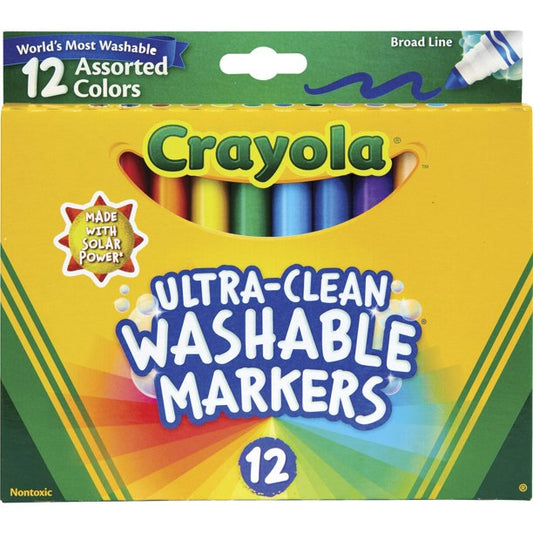 Crayola Ultra-Clean Washable Markers, Broad Bullet Tip, Assorted Color –  King Stationary Inc