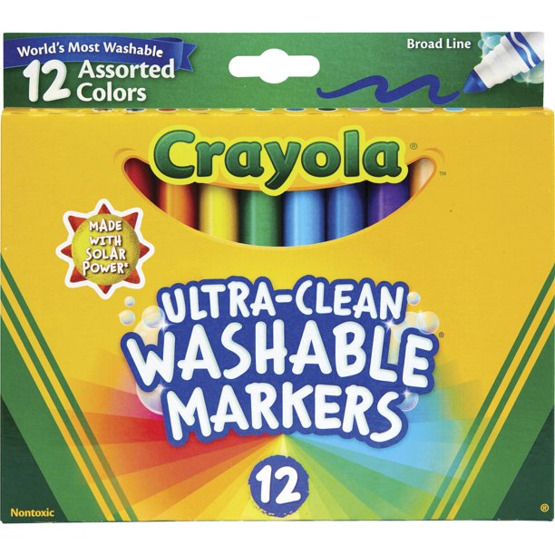 Crayola Ultra-Clean Washable Markers, Broad Bullet Tip, Assorted