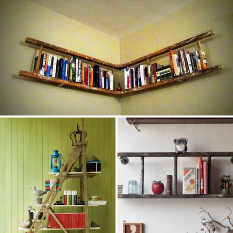 Repurpose Old Ladders into Bookshelves