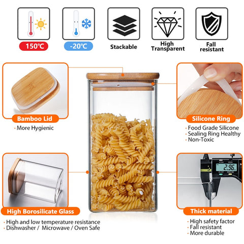 Seasoning Bottle Glass Spice Transparent Square Glass Storage